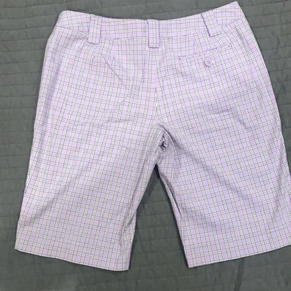 Ann Taylor Loft Bermuda shorts. Sz 8. Purple windowpane plaid - Picture 5 of 5